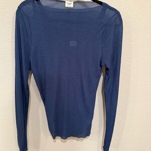 Sheer Double Layer Blue Long Sleeve Top